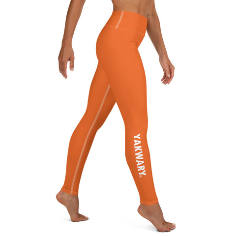 YAKWARY Orange Yoga Leggings With Pocket