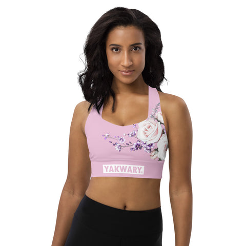 YAKWARY Women Flower Longline Sports Bra