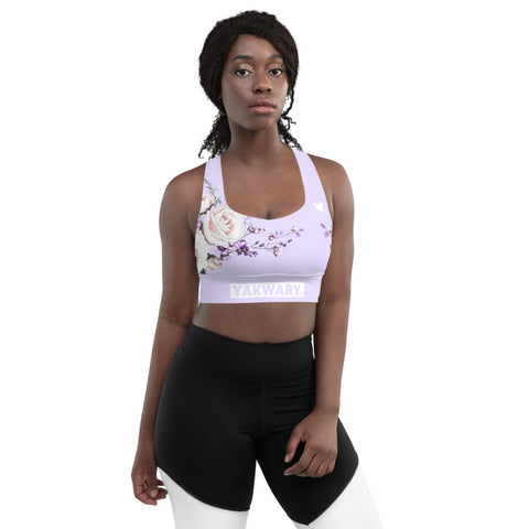 YAKWARY Women Flower Longline Sports Bra