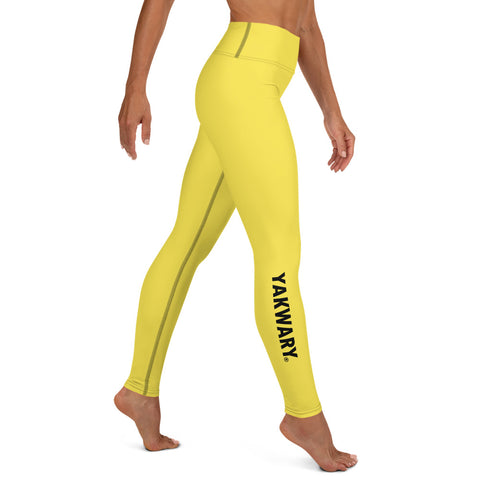 YAKWARY Yellow Yoga Leggings With Pocket