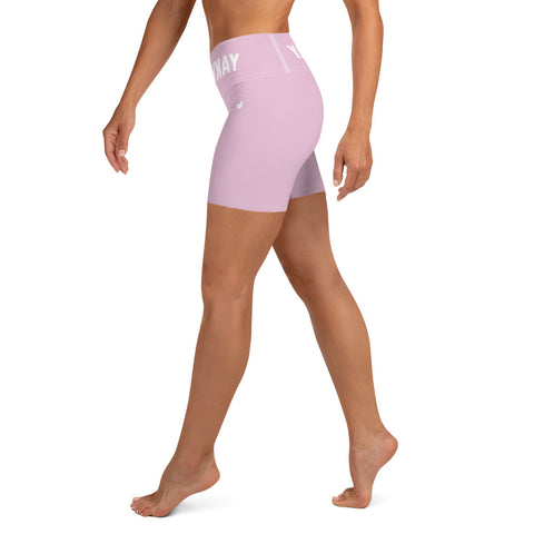 YAKWARY Women Pink Yoga Shorts With Pocket