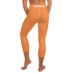 YAKWARY Orange Yoga Capri Leggings With Pocket