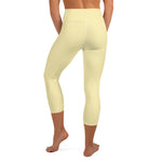 YAKWARY Yellow Yoga Capri Leggings Without Pocket