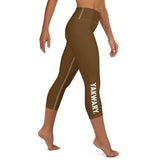 YAKWARY Brown Yoga Capri Leggings With Pocket