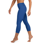 YAKWARY Blue Yoga Capri Leggings With Pocket