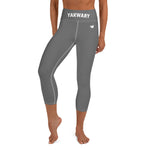 YAKWARY Gray Yoga Capri Leggings Without Pocket