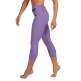 YAKWARY Purple Yoga Capri Leggings Without Pocket