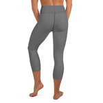 YAKWARY Gray Yoga Capri Leggings Without Pocket