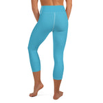 YAKWARY Blue Yoga Capri Leggings Without Pocket