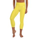 YAKWARY Yellow Yoga Capri Leggings With Pocket