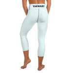 YAKWARY Blue Yoga Capri Leggings Without Pocket