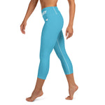 YAKWARY Blue Yoga Capri Leggings With Pocket