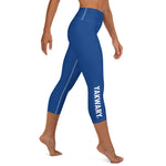 YAKWARY Blue Yoga Capri Leggings With Pocket