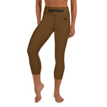 YAKWARY Brown Yoga Capri Leggings With Pocket