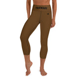 YAKWARY Brown Yoga Capri Leggings With Pocket