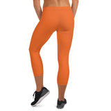 YAKWARY Women Orange Capri Leggings