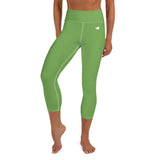 YAKWARY Green Yoga Capri Leggings With Pocket