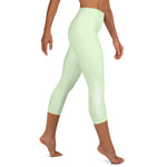 YAKWARY Green Yoga Capri Leggings Without Pocket