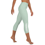 YAKWARY Turquoise Yoga Capri Leggings Without Pocket