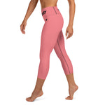 YAKWARY Pink Yoga Capri Leggings With Pocket