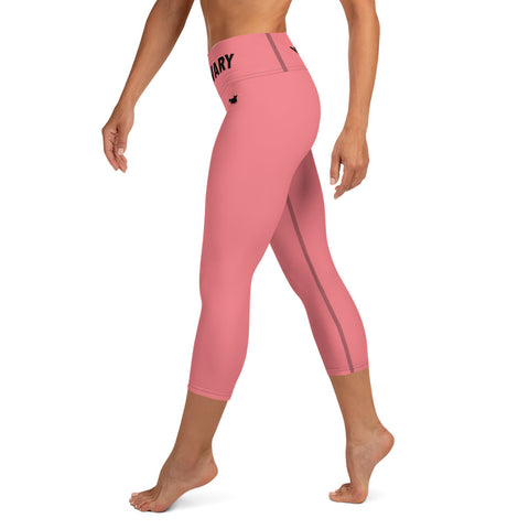 YAKWARY Pink Yoga Capri Leggings With Pocket