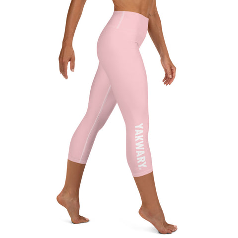 YAKWARY Pink Yoga Capri Leggings With Pocket