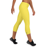 YAKWARY Women Yellow Capri Leggings