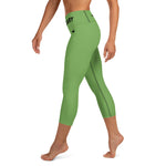 YAKWARY Green Yoga Capri Leggings With Pocket