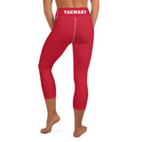 YAKWARY Red Yoga Capri Leggings Without Pocket