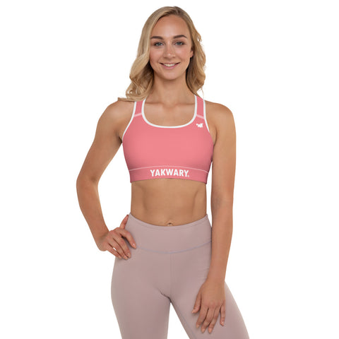 YAKWARY Women Pink Padded Sports Bra