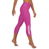 YAKWARY Pink Yoga Capri Leggings With Pocket