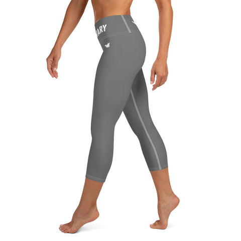 YAKWARY Gray Yoga Capri Leggings With Pocket