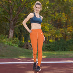 YAKWARY Orange Yoga Leggings With Pocket