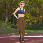 YAKWARY Brown Yoga Leggings With Pocket