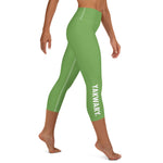 YAKWARY Green Yoga Capri Leggings Without Pocket