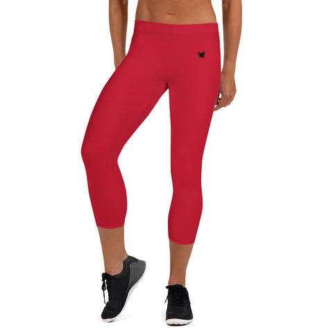 YAKWARY Women Red Capri Leggings