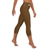 YAKWARY Brown Yoga Capri Leggings With Pocket