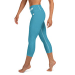 YAKWARY Blue Yoga Capri Leggings With Pocket