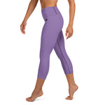 YAKWARY Purple Yoga Capri Leggings With Pocket