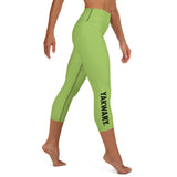 YAKWARY Green Yoga Capri Leggings With Pocket