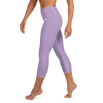 YAKWARY Purple Yoga Capri Leggings With Pocket