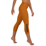 YAKWARY Brown Yoga Capri Leggings Without Pocket