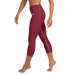 YAKWARY Red Yoga Capri Leggings With Pocket