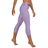 YAKWARY Purple Yoga Capri Leggings With Pocket