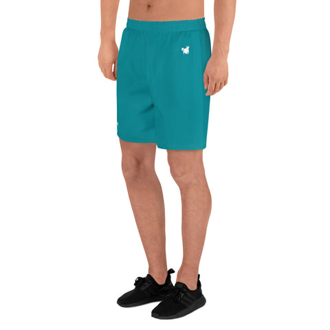 YAKWARY Men Sports Long Turquoise Shorts