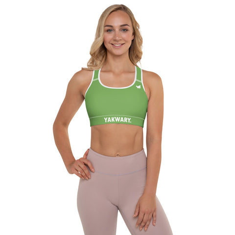 YAKWARY Women Green Padded Sports Bra