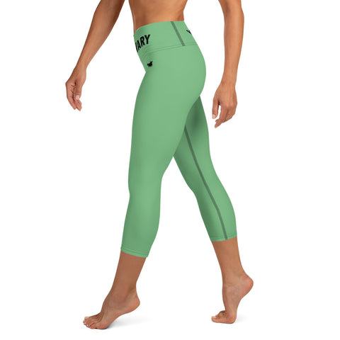 YAKWARY Green Yoga Capri Leggings With Pocket