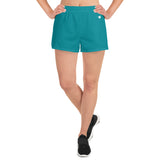 YAKWARY Women Turquoise Athletic Short Shorts