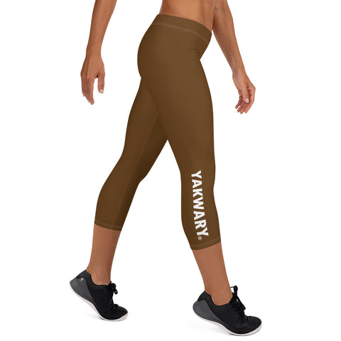 YAKWARY Women Brown Capri Leggings