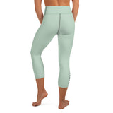 YAKWARY Turquoise Yoga Capri Leggings Without Pocket